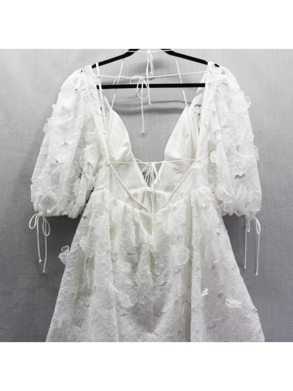 For Love & Lemons Leighton 3D White Lace Mini Dress Medium Bride Event Boho - Picture 9 of 16